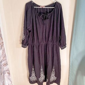 East Adeline Black Embroidered  Fit & Flare Dress